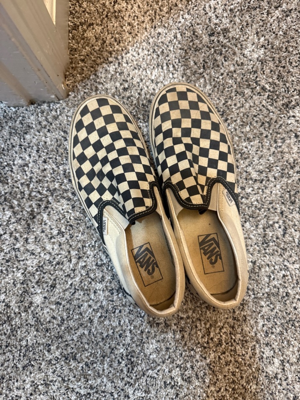 Vans Checkerboard Slip-On Sneakers in Black & Cream